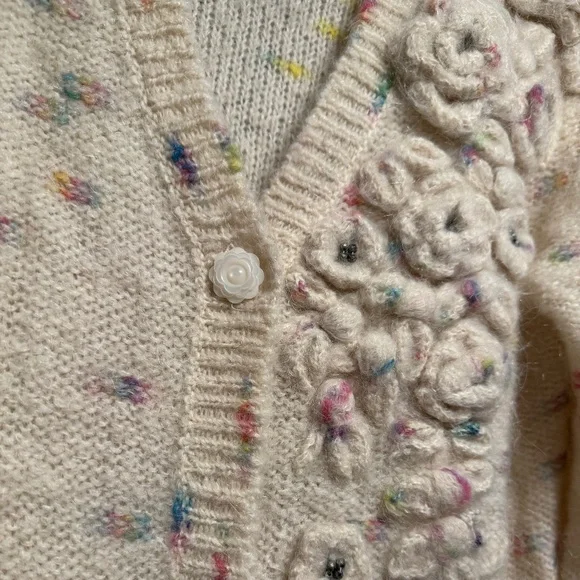 LoveShackFancy Long Alpaca and Mohair Cardigan Med